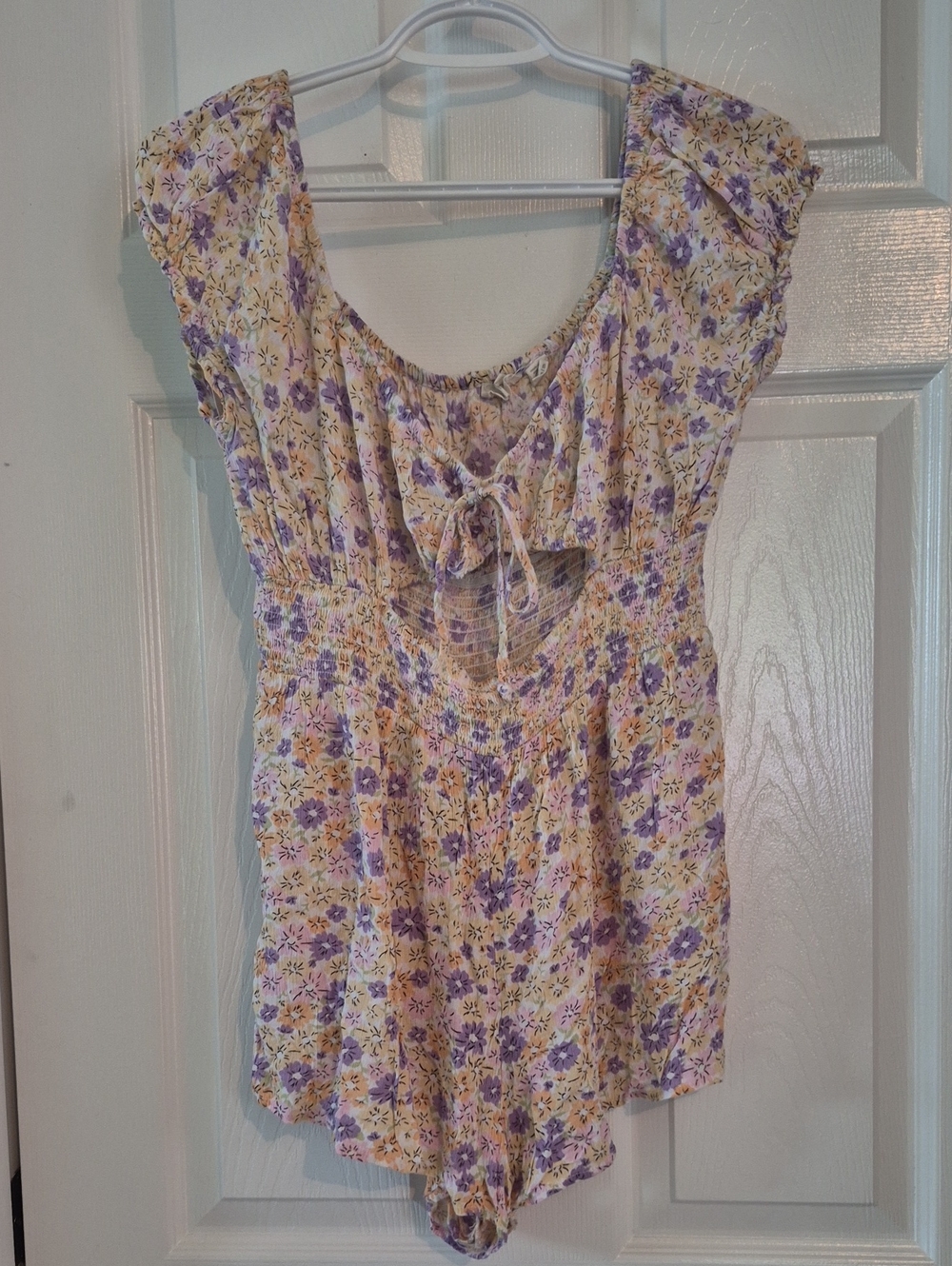 Retrod Romper Orange Yellow Pink Green & Purple Floral Print